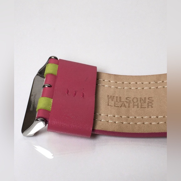 Wilsons Leather Pink & Green Watch Stainless Steel 5 5/8” - 7 1/4” - Picture 7 of 9